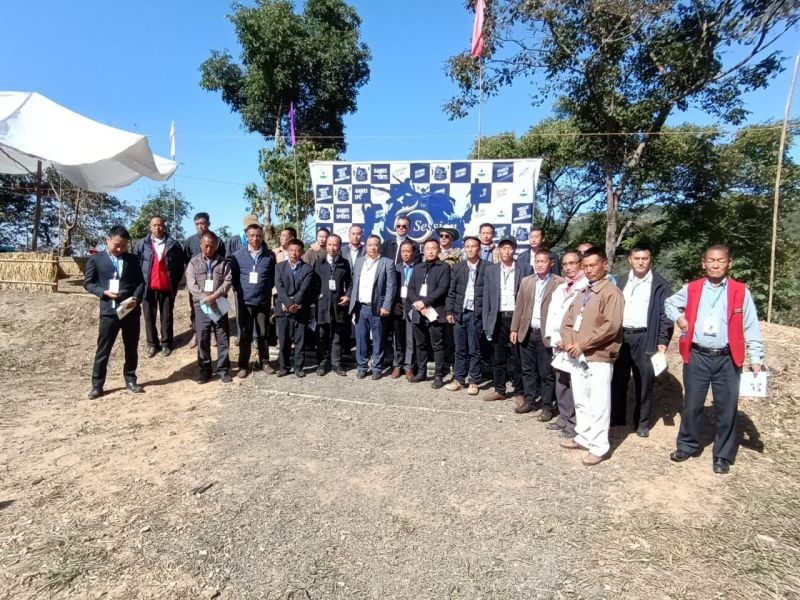 Dignitaries along with village leaders during the first day of the KBYO golden jubilee sports meet.